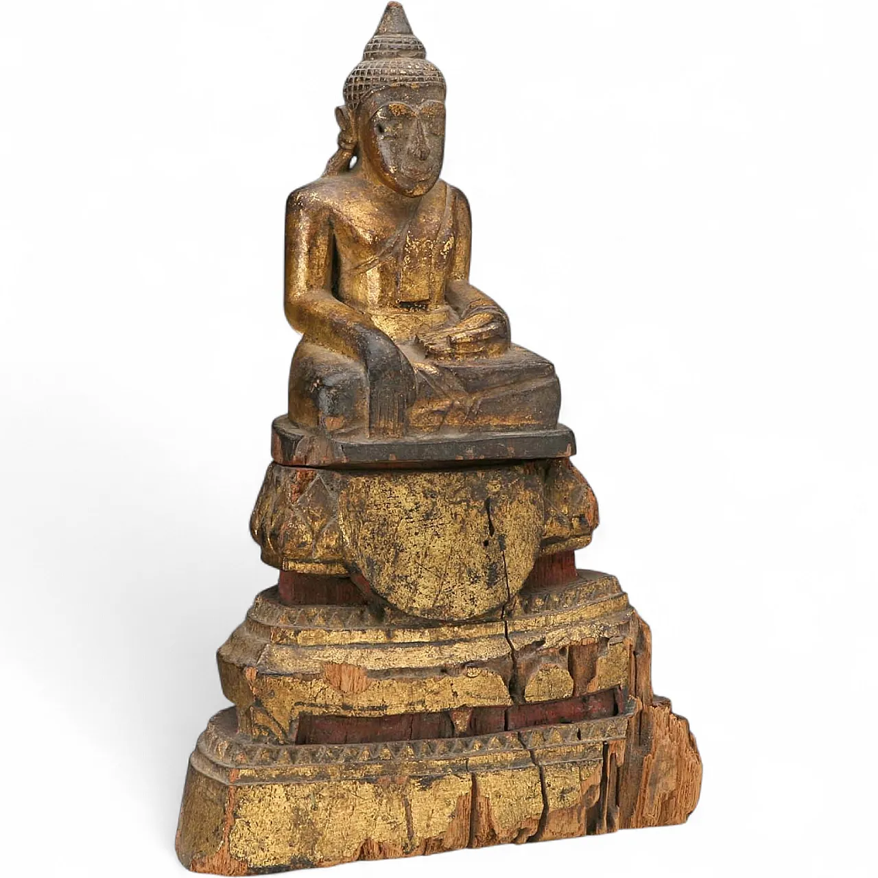Carved wooden Buddha figure, 19th century 10