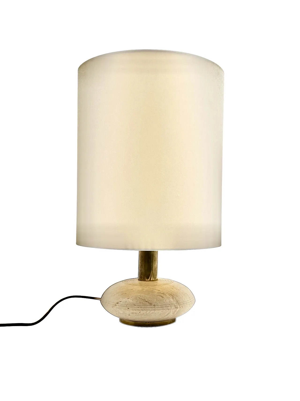 Table lamp in travertine and brass, Italy, 1970s 1