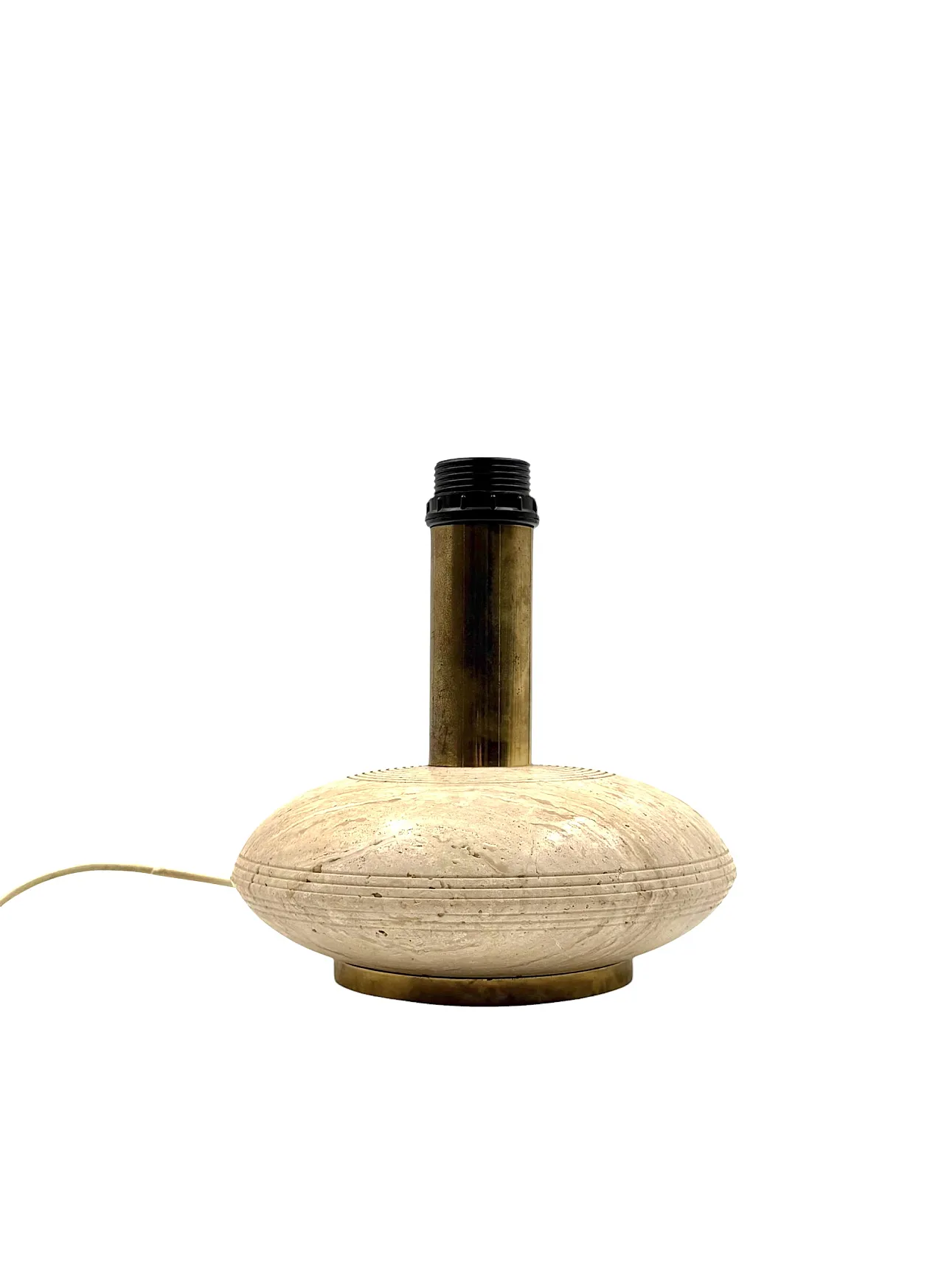 Table lamp in travertine and brass, Italy, 1970s 2
