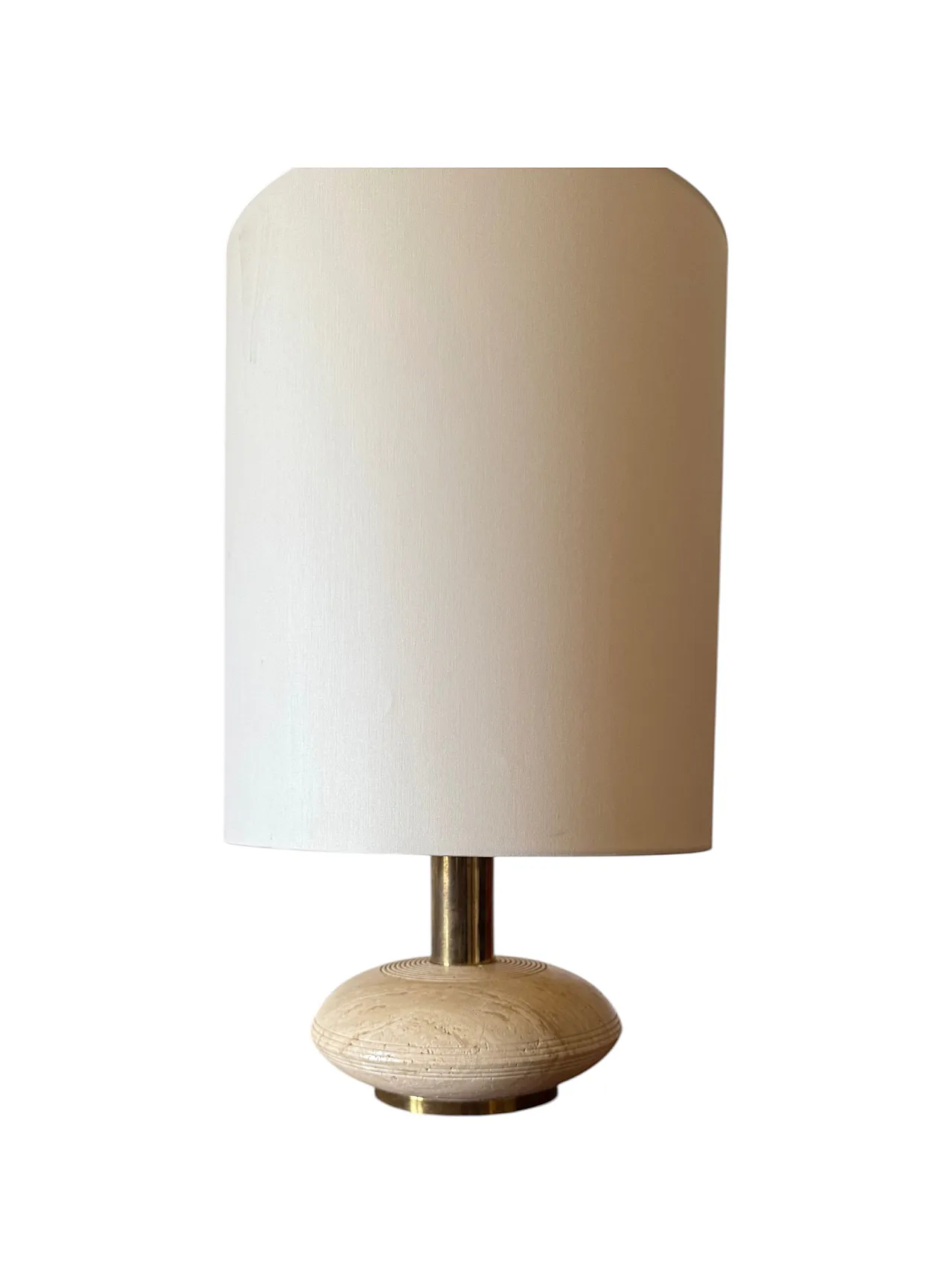 Table lamp in travertine and brass, Italy, 1970s 4