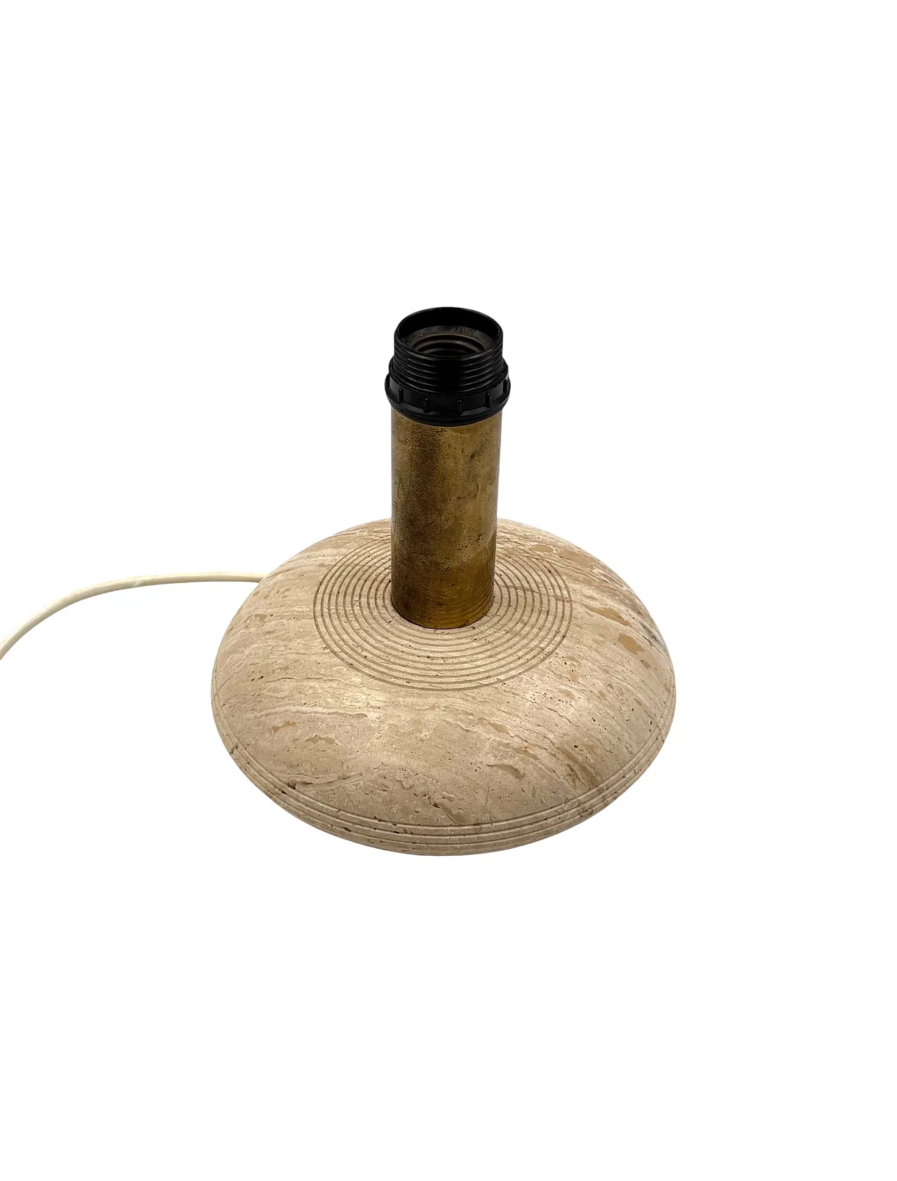Table lamp in travertine and brass, Italy, 1970s 6