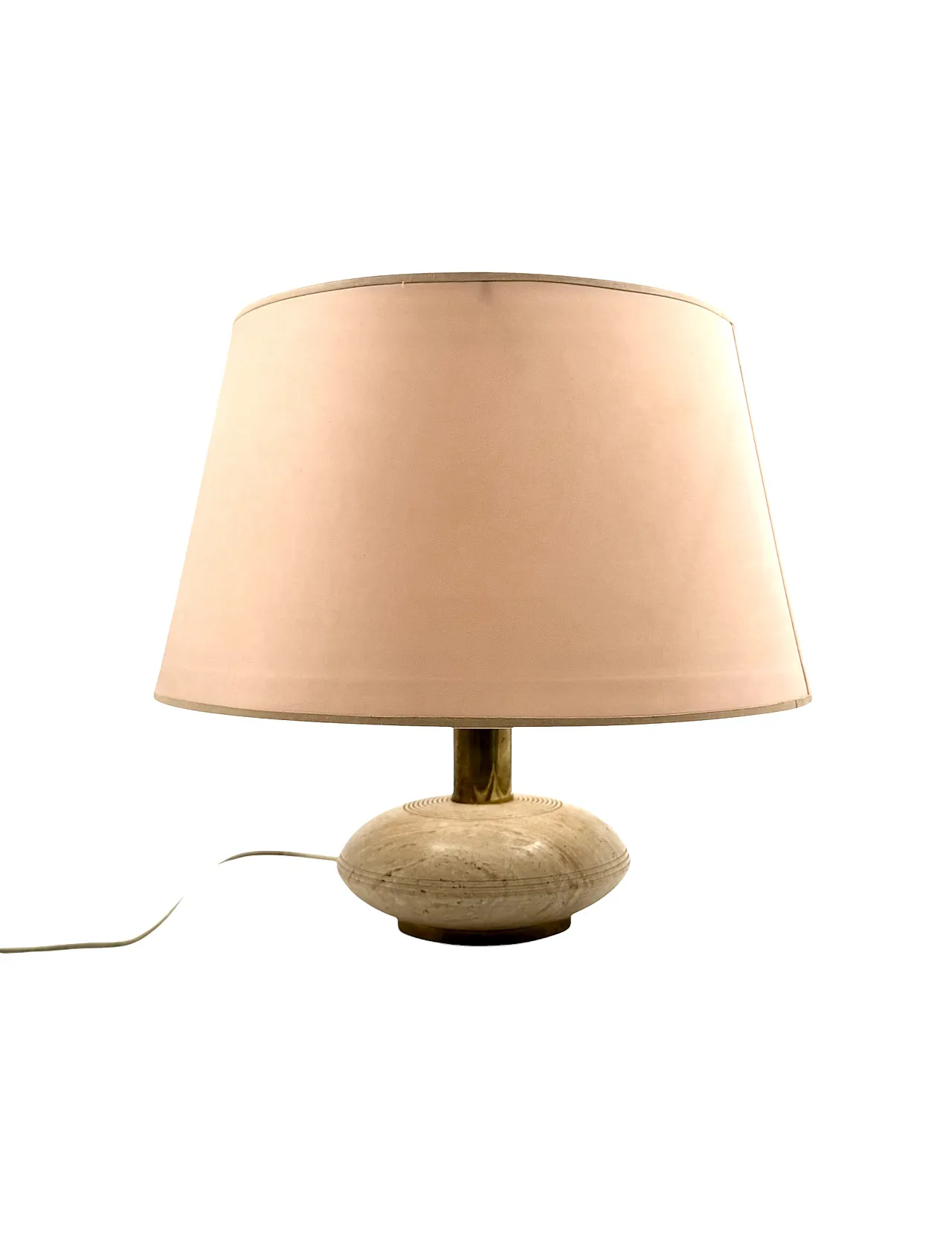 Table lamp in travertine and brass, Italy, 1970s 7