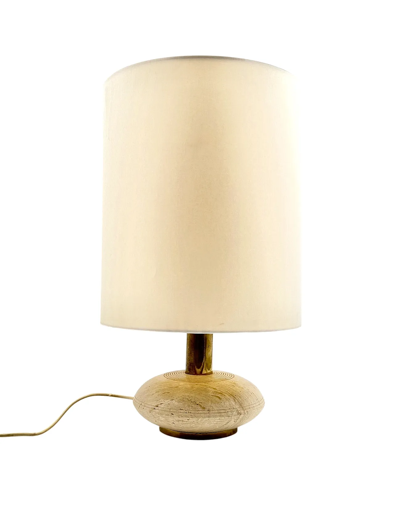 Table lamp in travertine and brass, Italy, 1970s 8