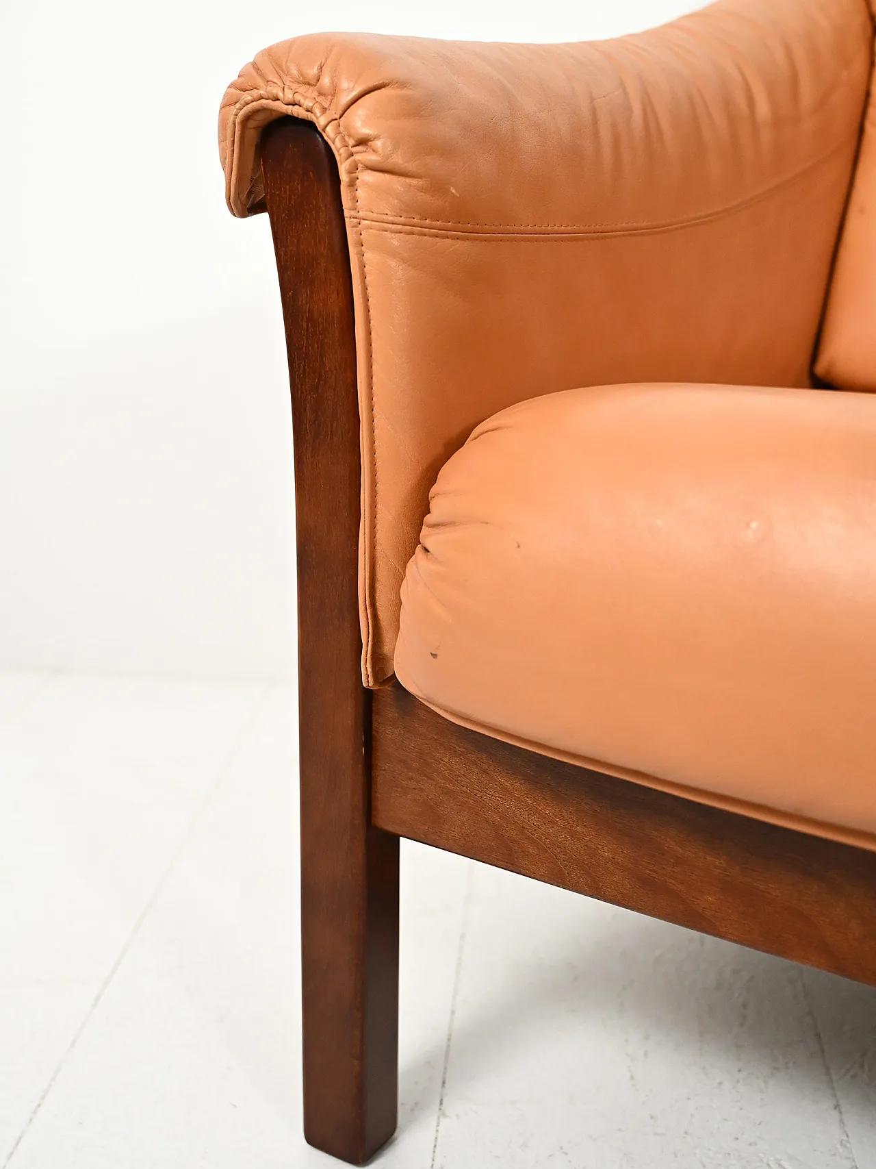 Pair of Scandinavian leather armchairs, 1950s 5