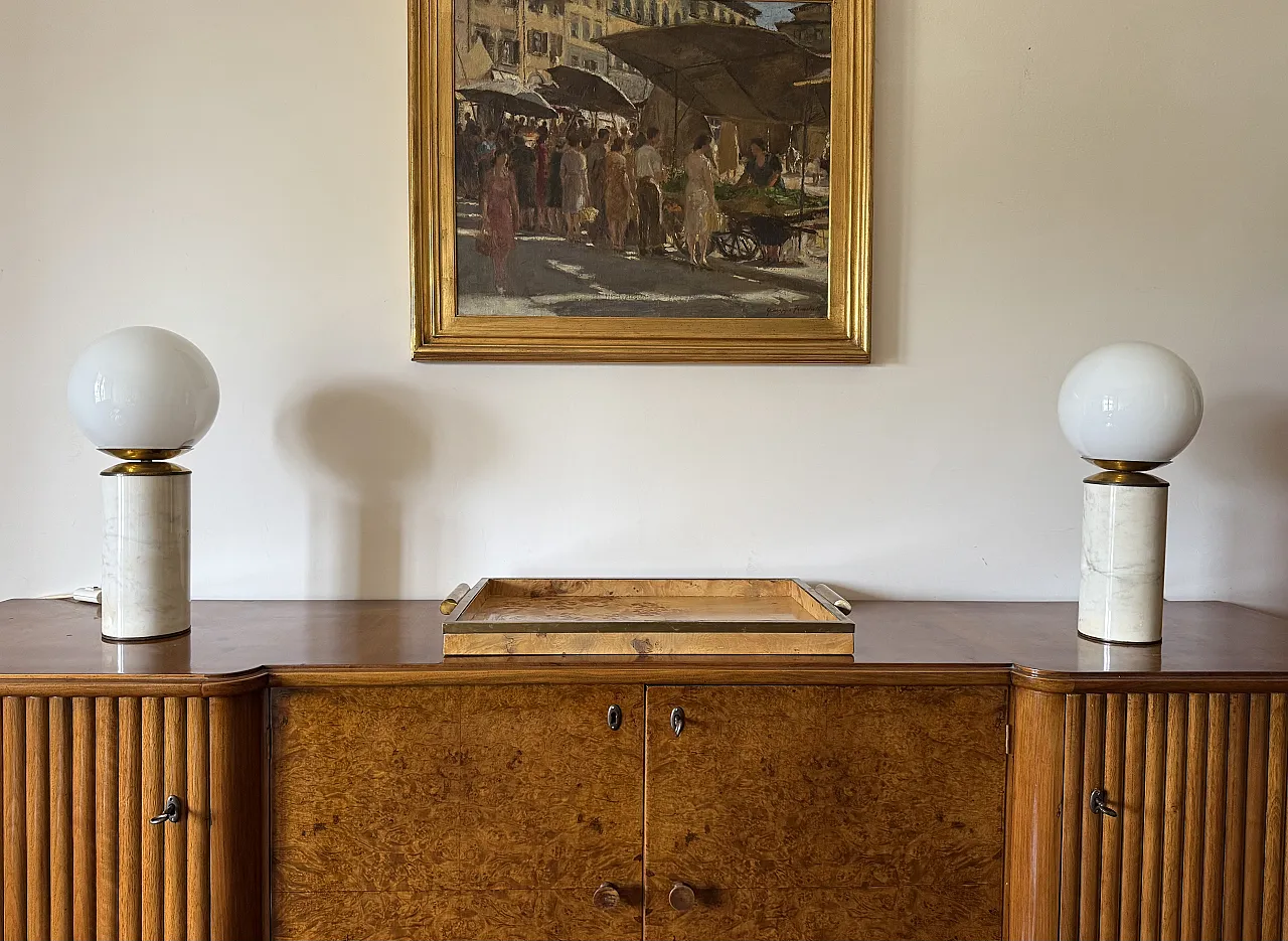 Coppia di lampade da tavolo in marmo e ottone di Lucirhytmo, 1970 2