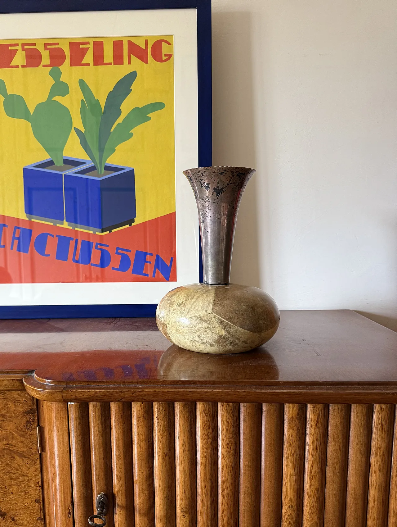 Midcentury parchment vase, Aldo Tura, Italy 1960 3