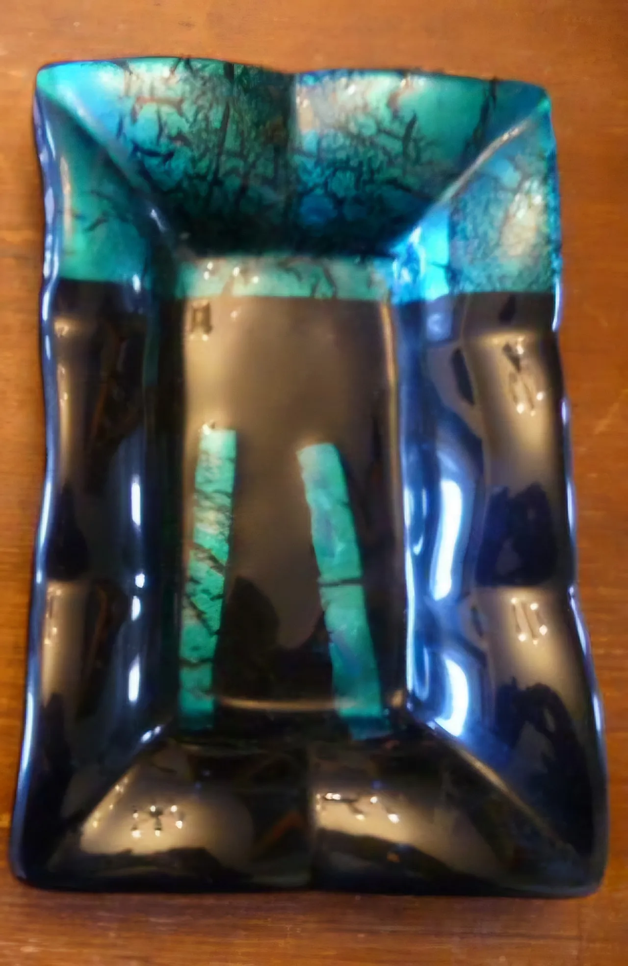 Pair of Iridescent Crackle Glass Serving Dishes, 2000s 3