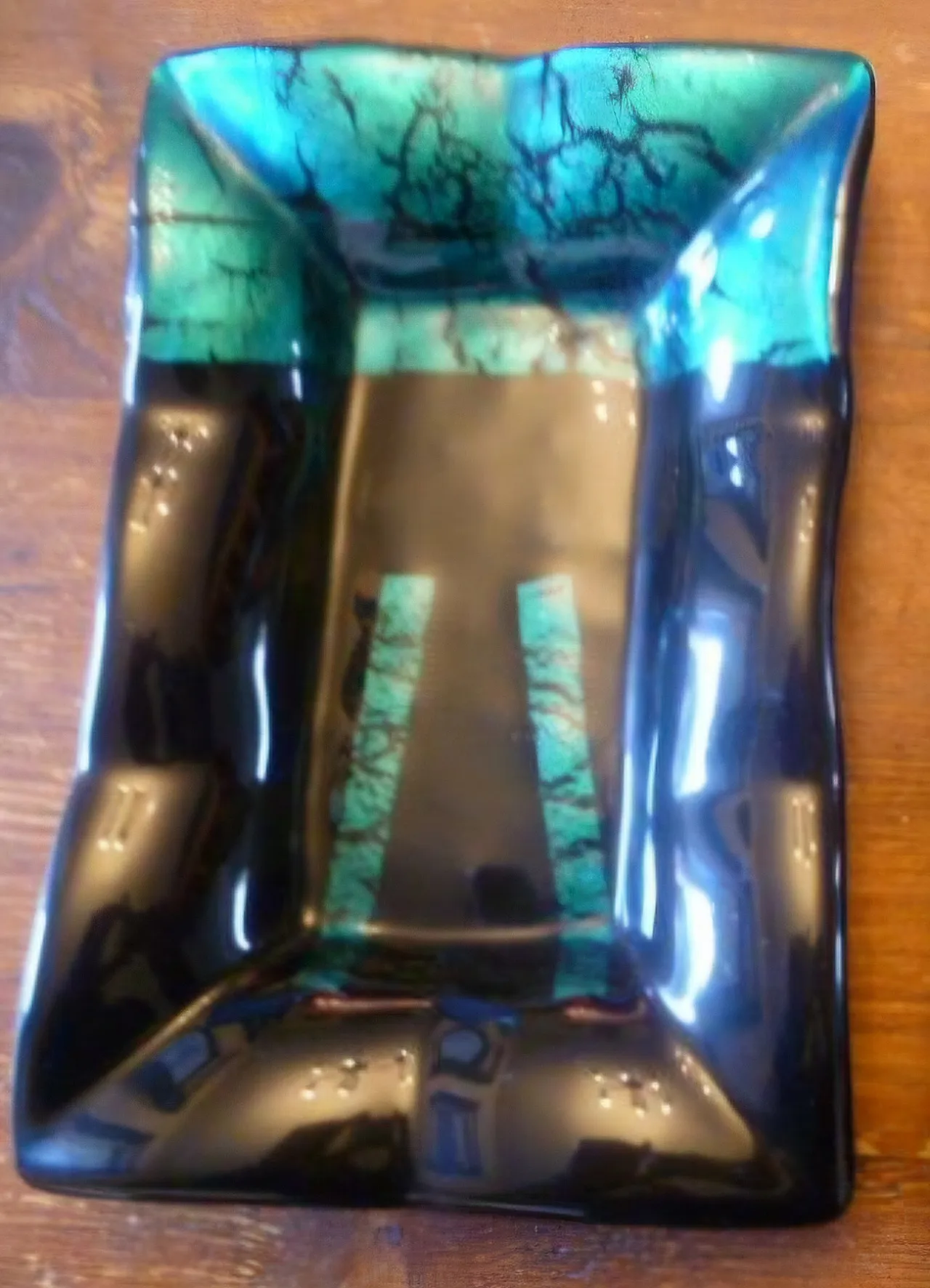 Pair of Iridescent Crackle Glass Serving Dishes, 2000s 4