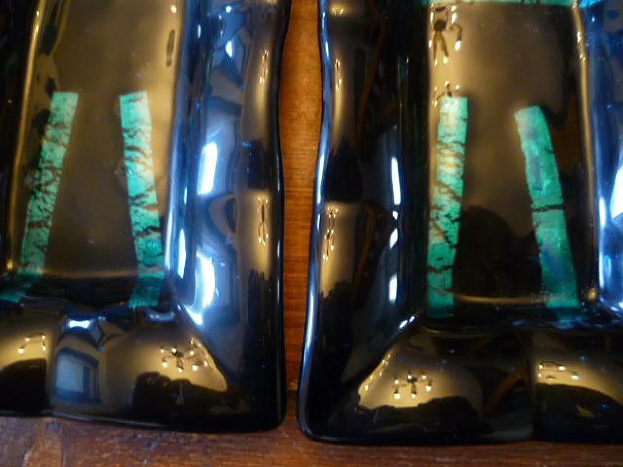 Pair of Iridescent Crackle Glass Serving Dishes, 2000s 6