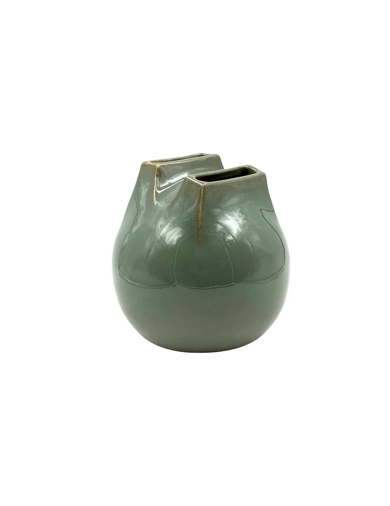 Mid-century Modern green stoneware vase, Franco Bucci, Italy 1970 1