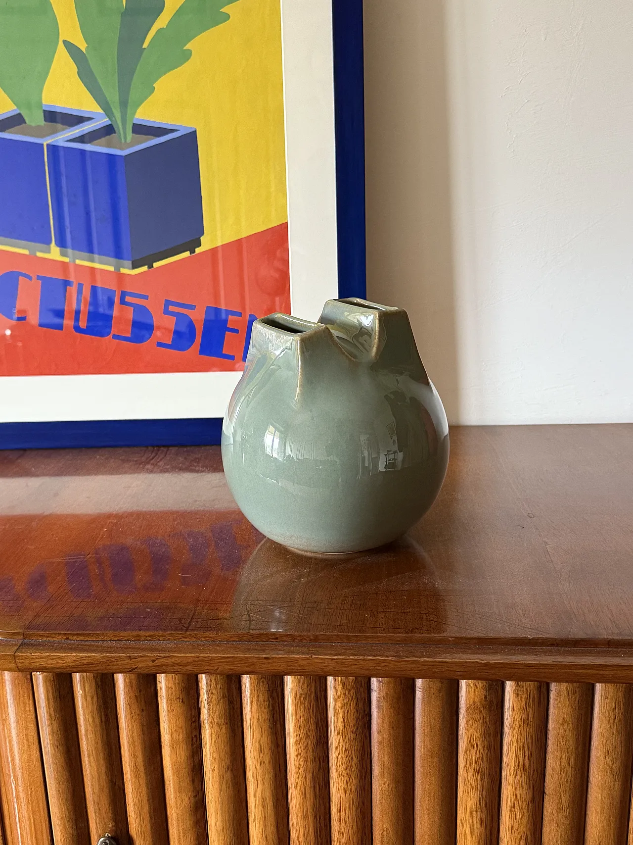 Mid-century Modern green stoneware vase, Franco Bucci, Italy 1970 2