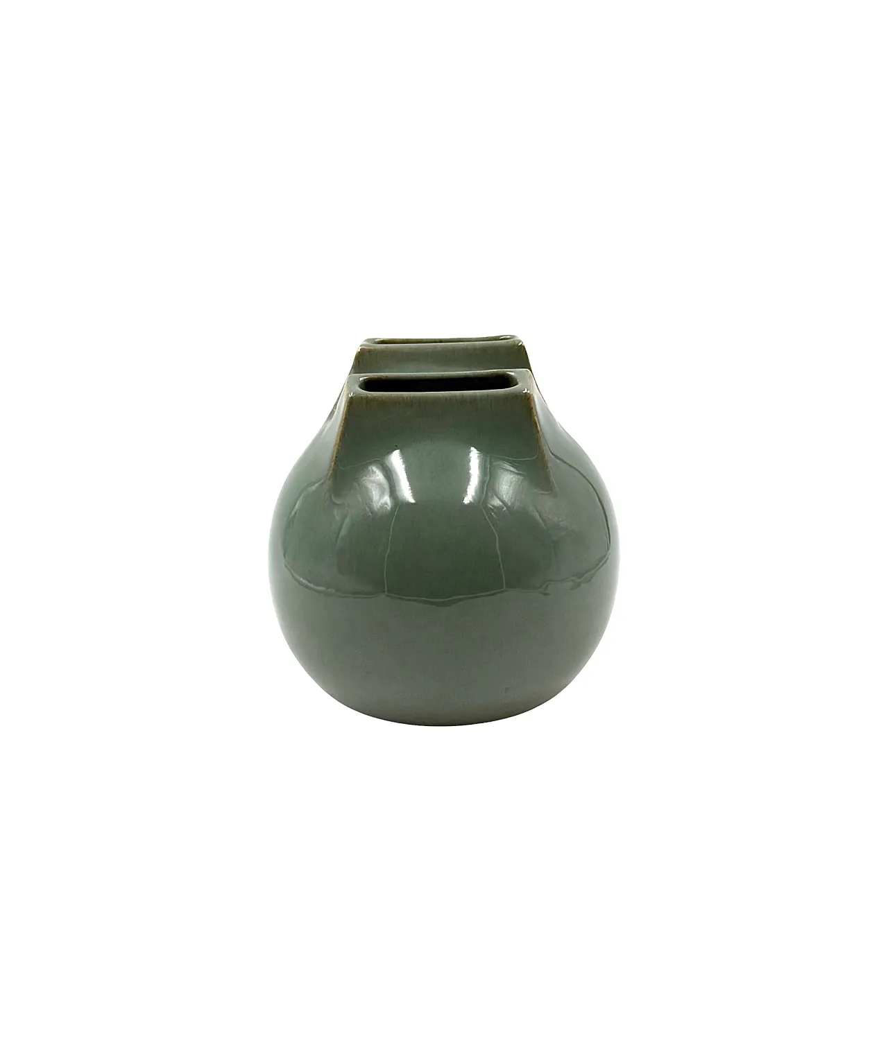 Mid-century Modern green stoneware vase, Franco Bucci, Italy 1970 3