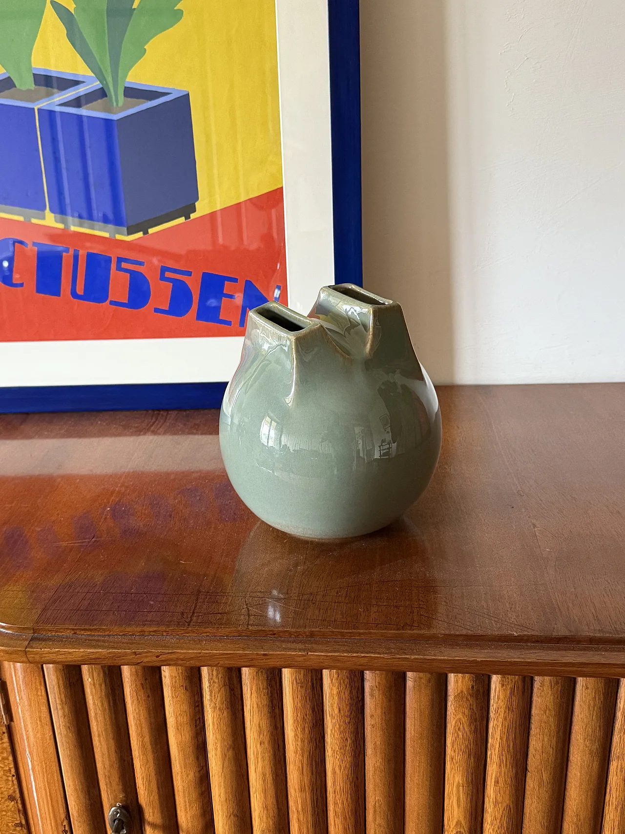 Mid-century Modern green stoneware vase, Franco Bucci, Italy 1970 4