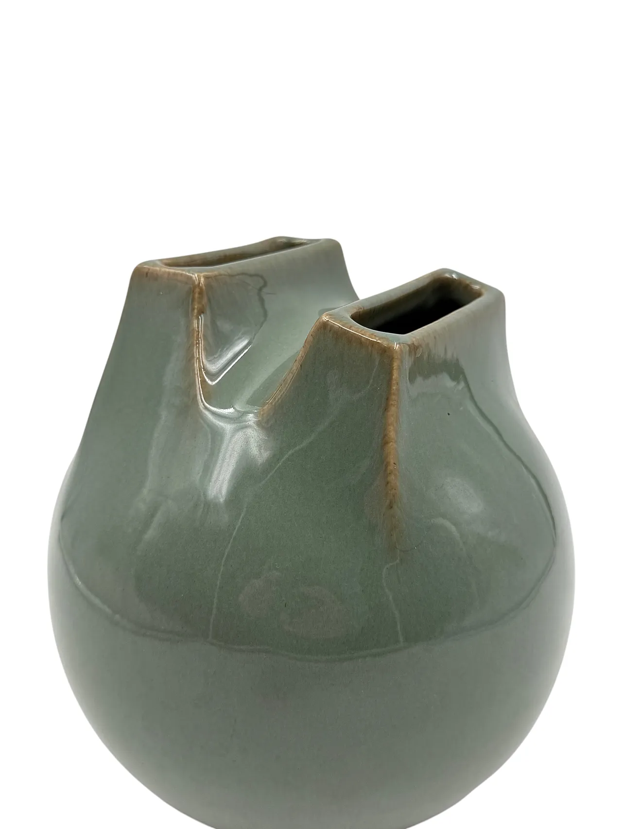 Mid-century Modern green stoneware vase, Franco Bucci, Italy 1970 7