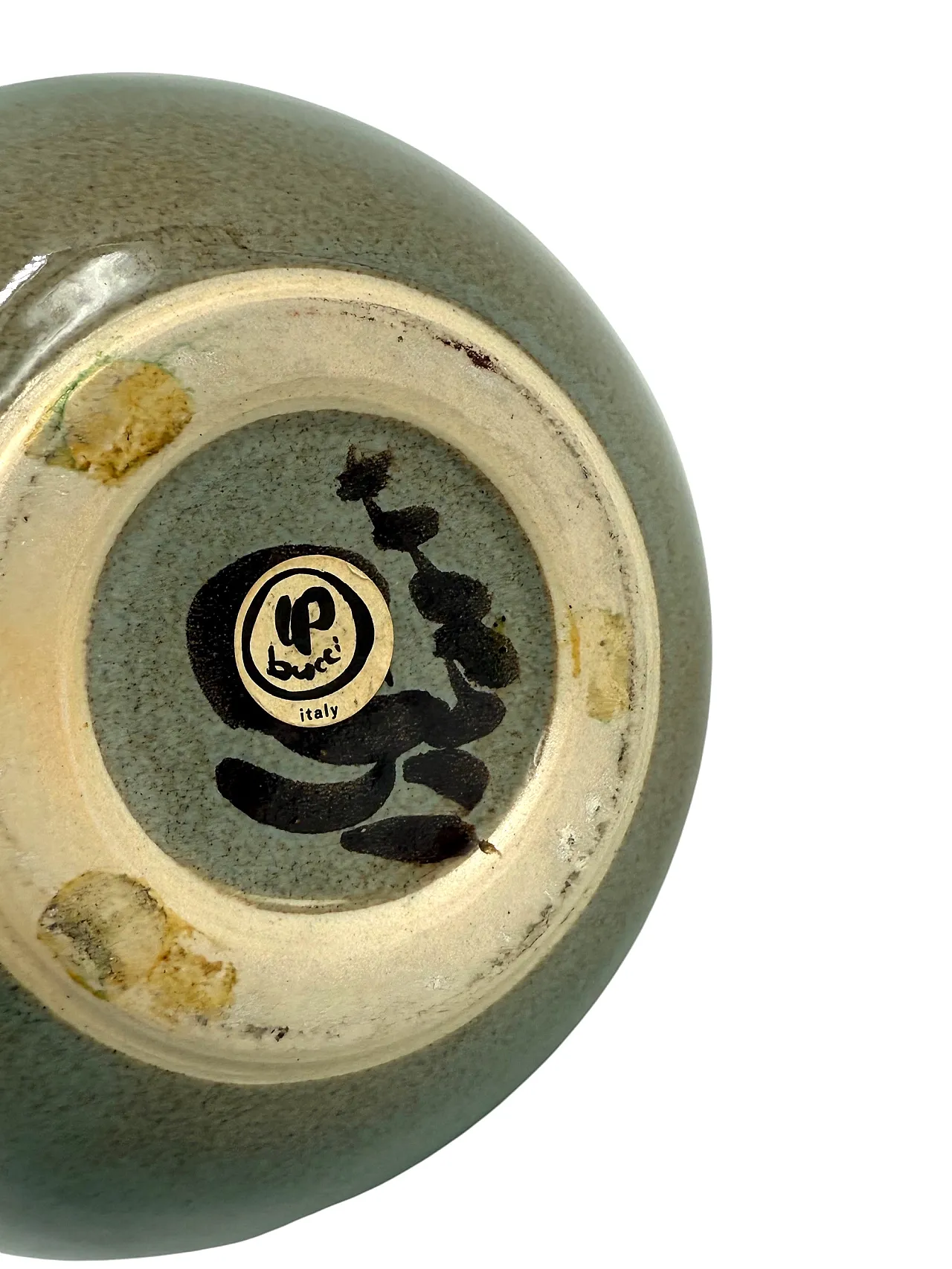 Mid-century Modern green stoneware vase, Franco Bucci, Italy 1970 13