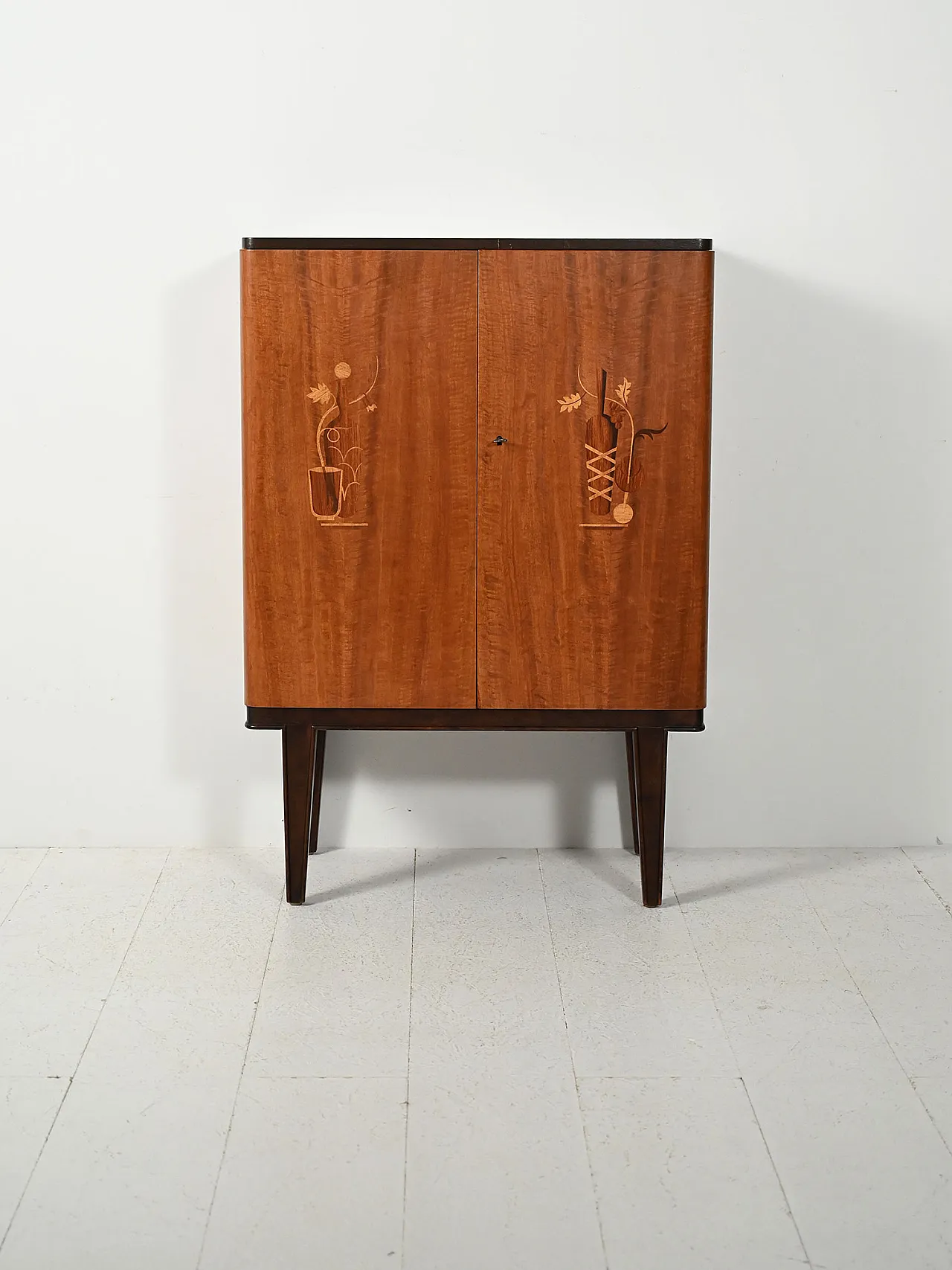 Scandinavian bar cabinet with inlays, 1940s 1