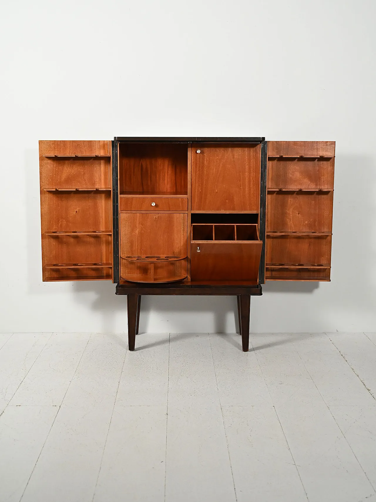 Scandinavian bar cabinet with inlays, 1940s 3
