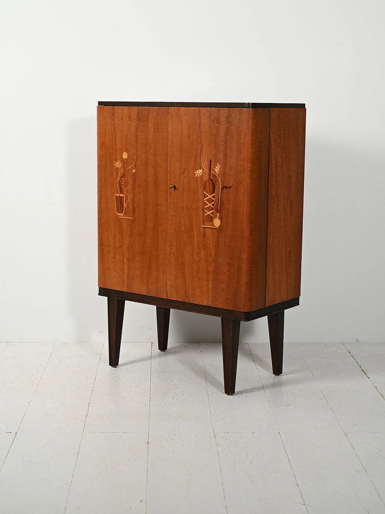 Scandinavian bar cabinet with inlays, 1940s 6