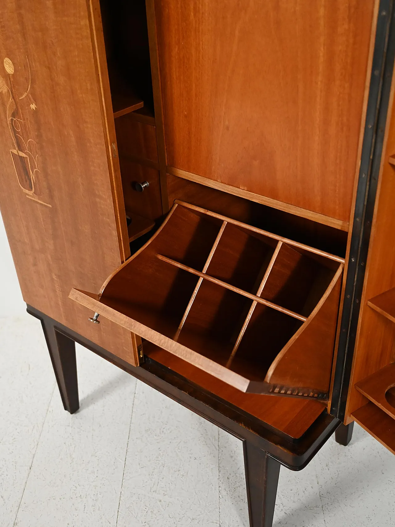Scandinavian bar cabinet with inlays, 1940s 11