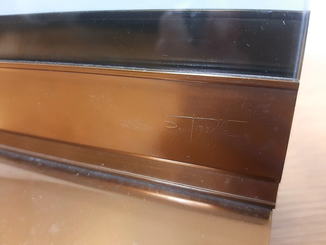 Portafoto cornice marchiato streffe in vetro e ottone, anni '70 1