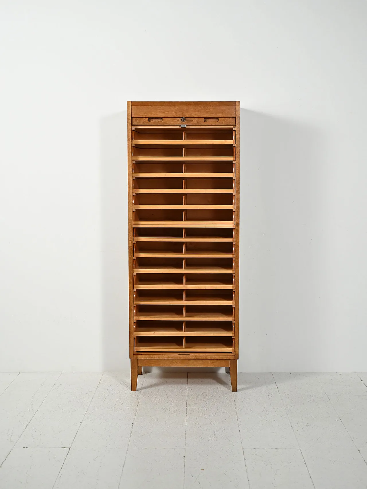 Scandinavian archive cabinet with vertical shutter, 1963 3