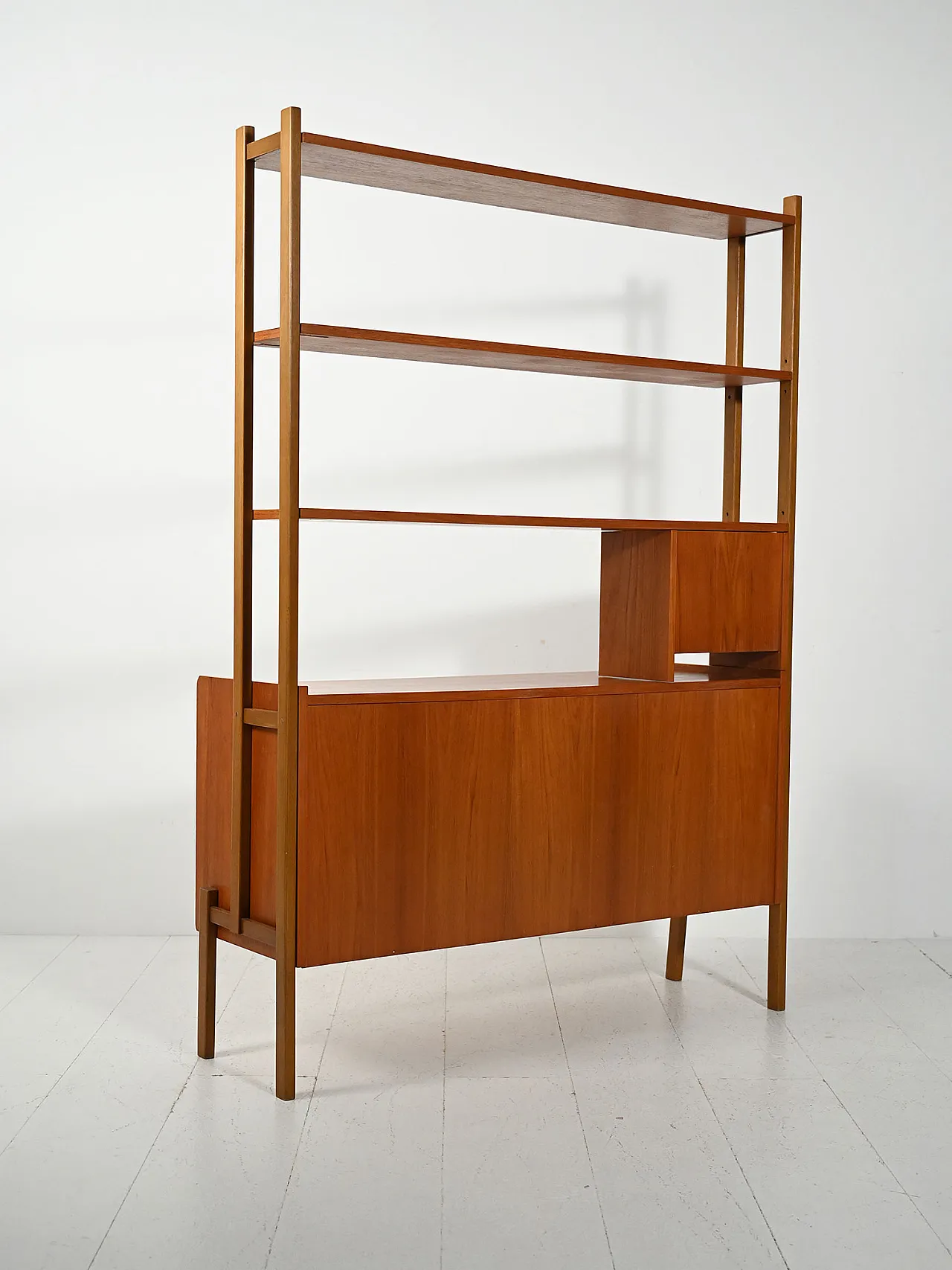 Scandinavian teak bookcase with extractable desk, 1950s/60s 6