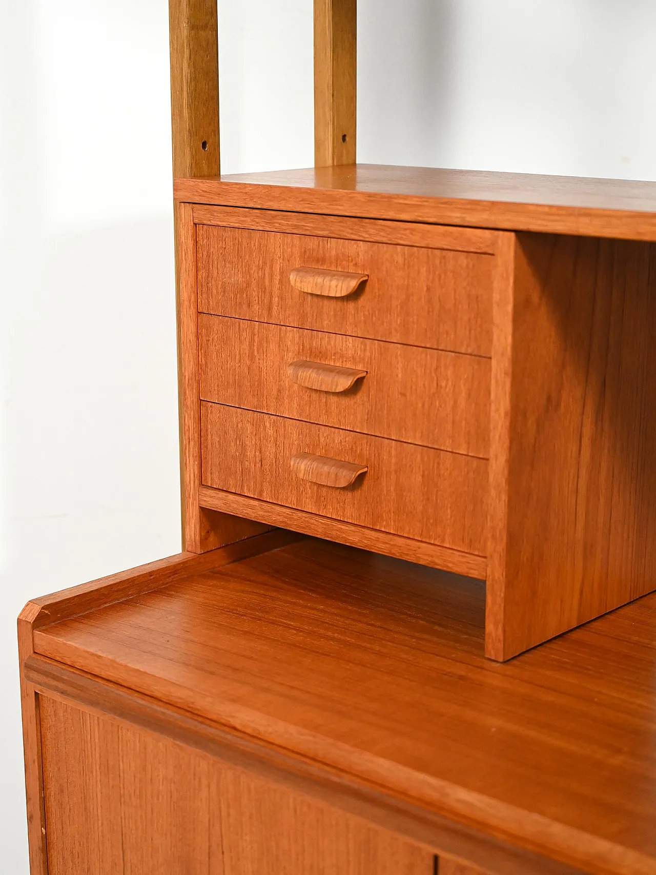 Scandinavian teak bookcase with extractable desk, 1950s/60s 8