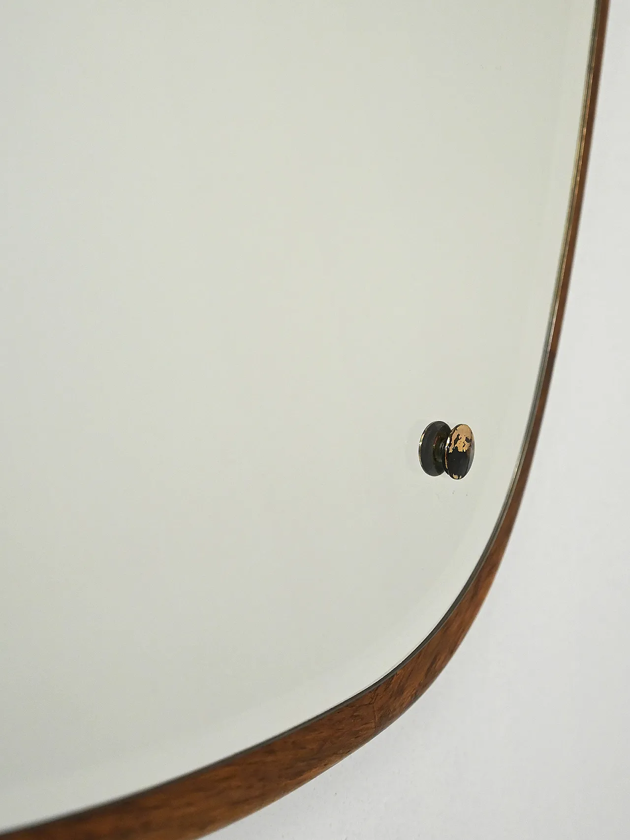 Specchio scandinavo ovoidale in rovere, anni ’60 4
