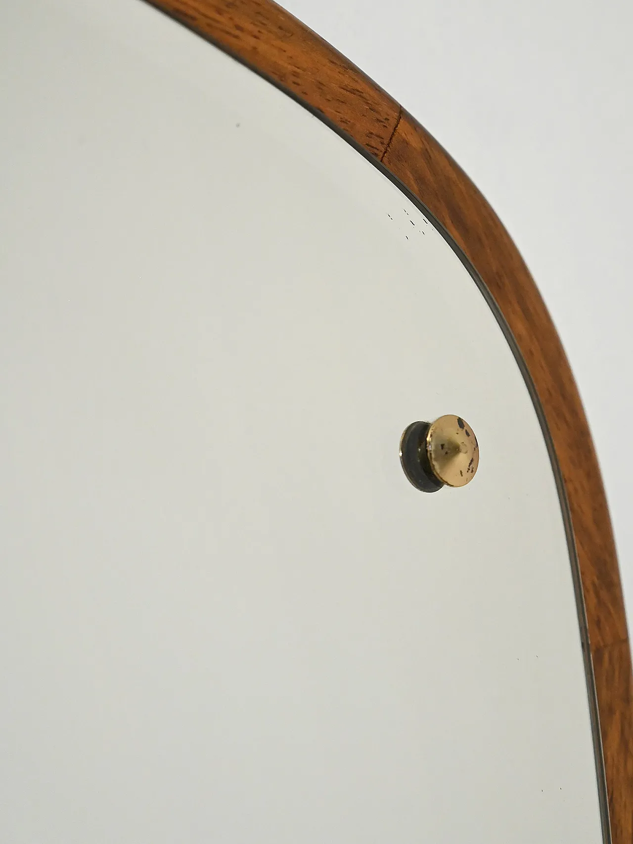 Specchio scandinavo ovoidale in rovere, anni ’60 5