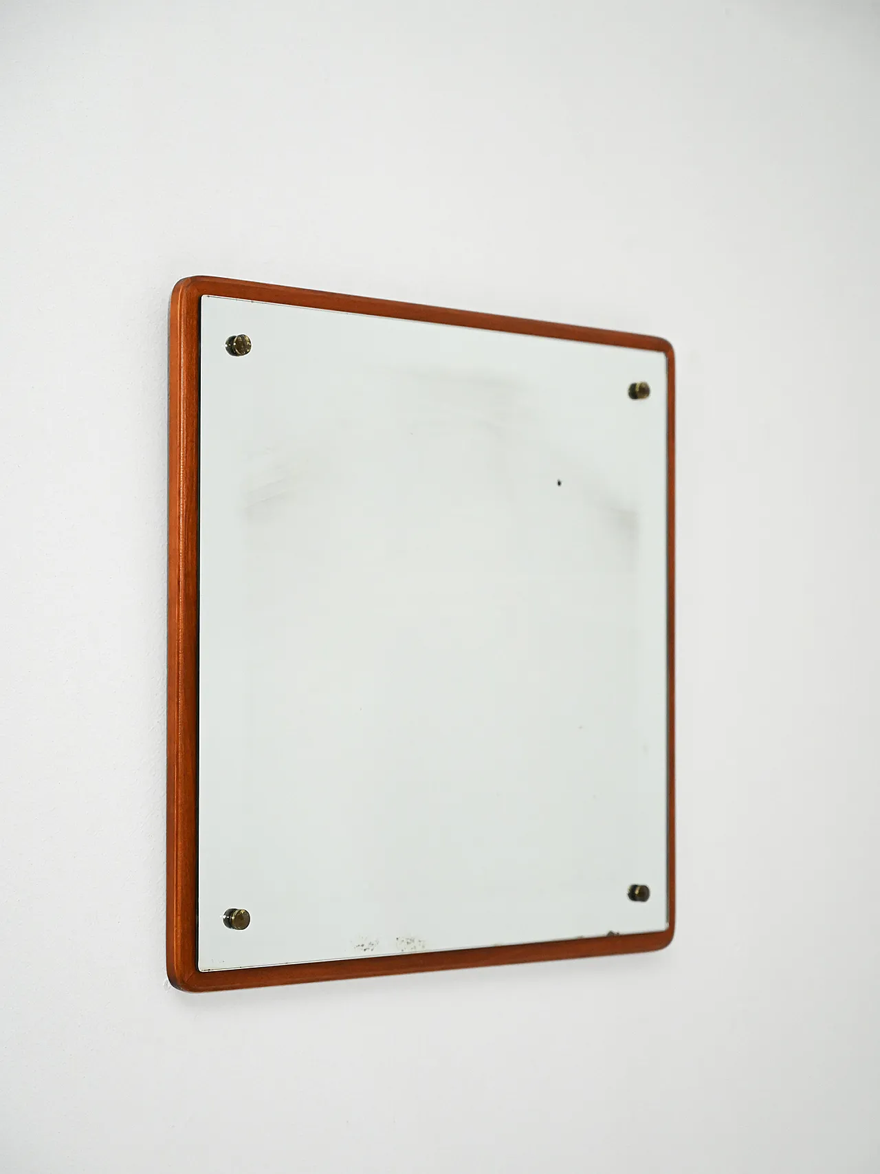 Specchio quadrato in teak, anni '60 1