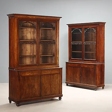 Pair of rosewood veneered bookcases, mid-19th century