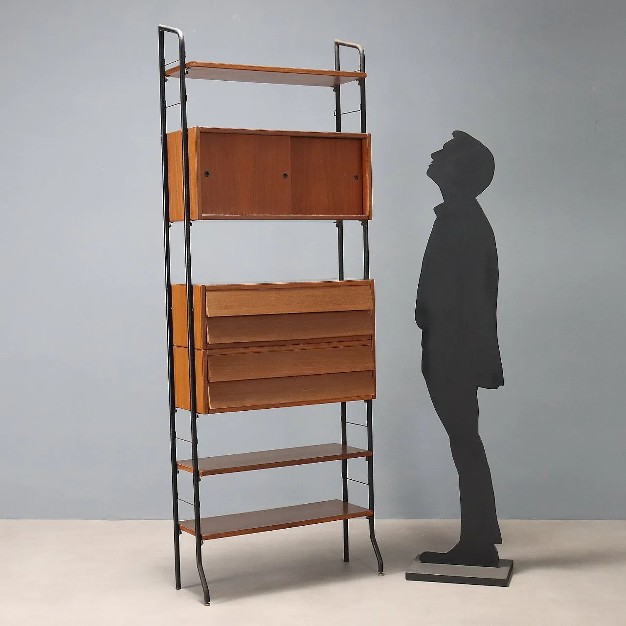 Enameled metal and veneered mahogany bookcase, 20th century 3