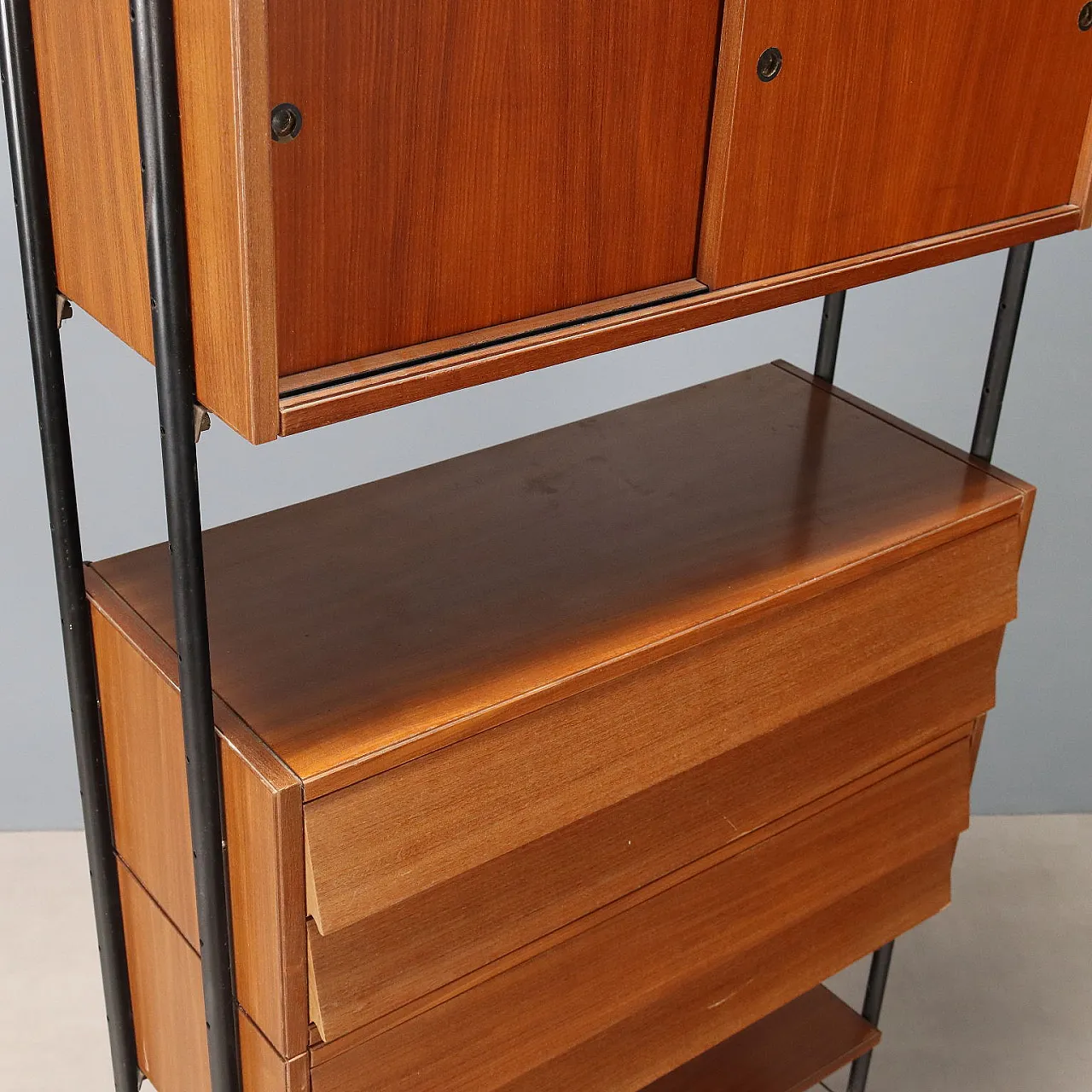 Enameled metal and veneered mahogany bookcase, 20th century 8