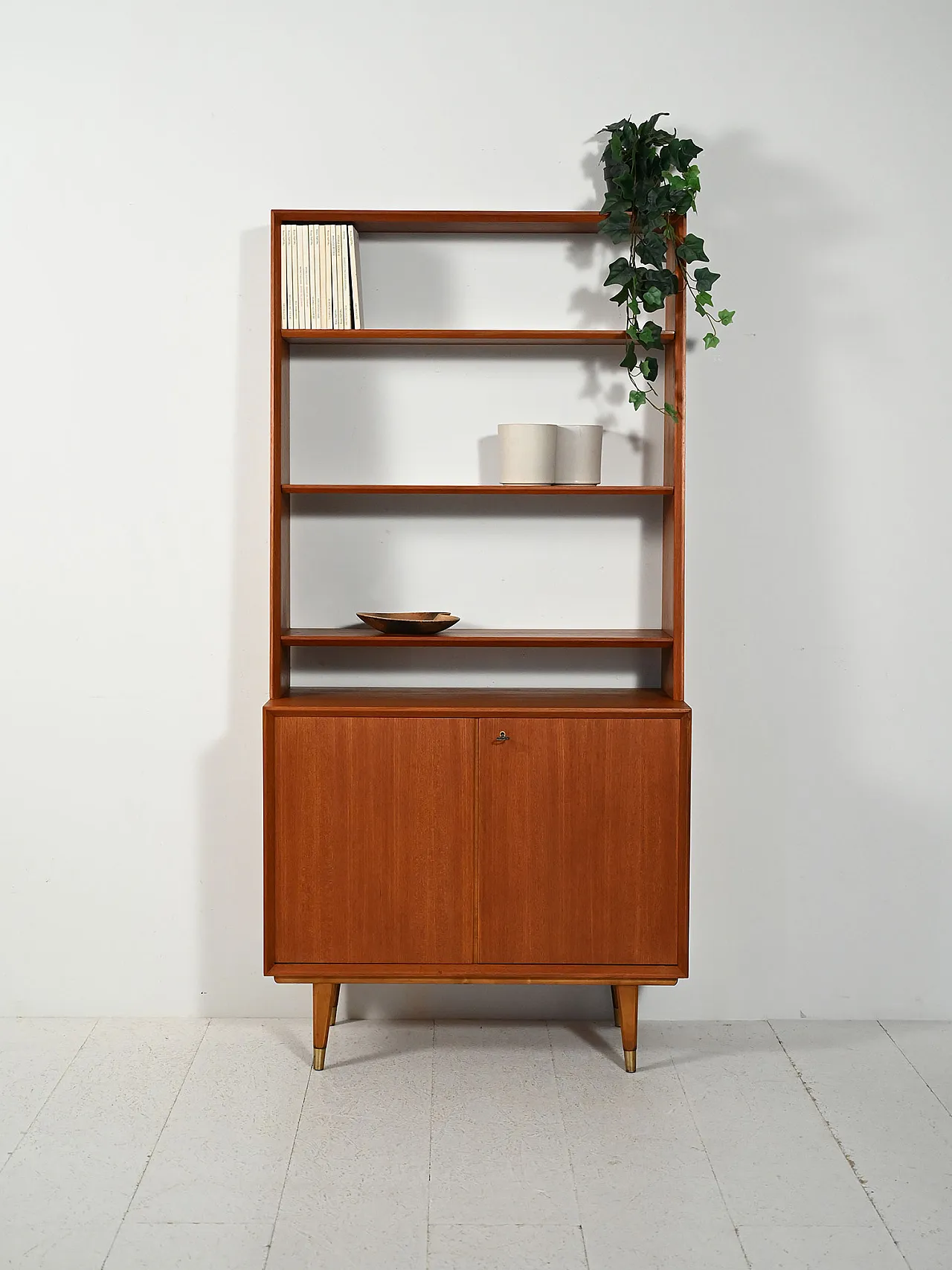 Scandinavian bookcase with cabinet, 60s 1