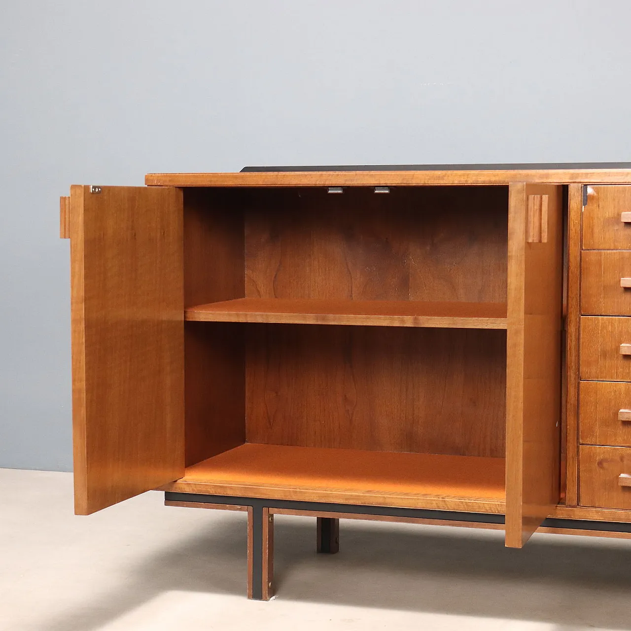 Enameled metal and tanganyika walnut sideboard, 20th century 4