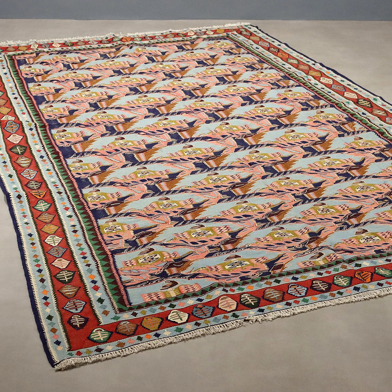 Kilim cotton rug, extra-fine knot, handmade, 20th century 1