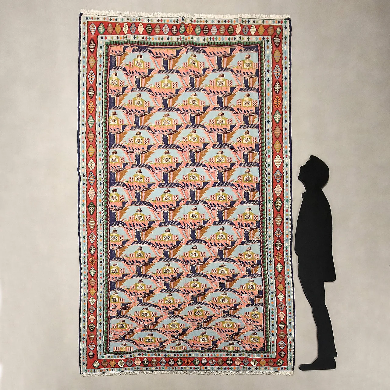 Kilim cotton rug, extra-fine knot, handmade, 20th century 2