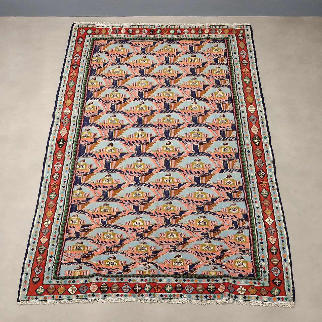 Kilim cotton rug, extra-fine knot, handmade, 20th century 3