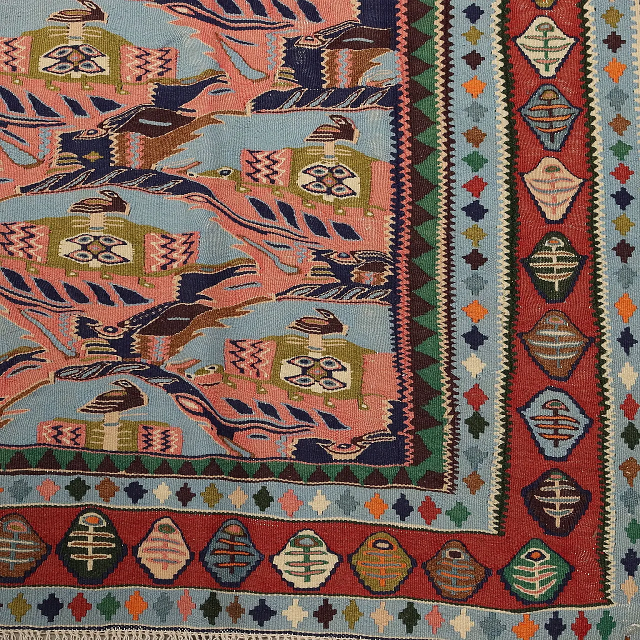 Kilim cotton rug, extra-fine knot, handmade, 20th century 5