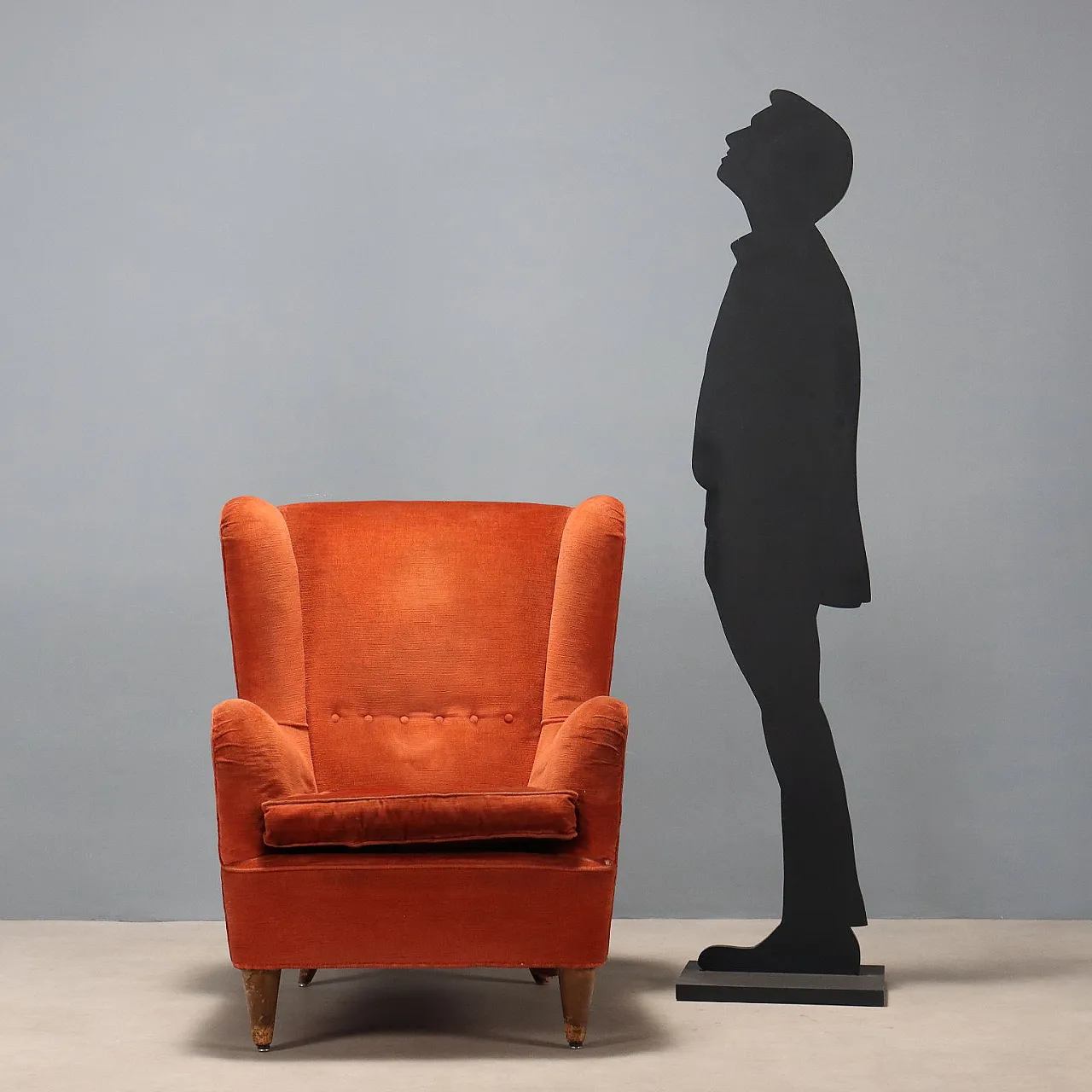 Wooden, feather and fabric armchair, 20th century 3