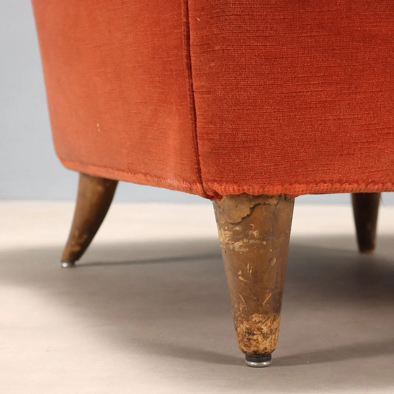 Wooden, feather and fabric armchair, 20th century 7