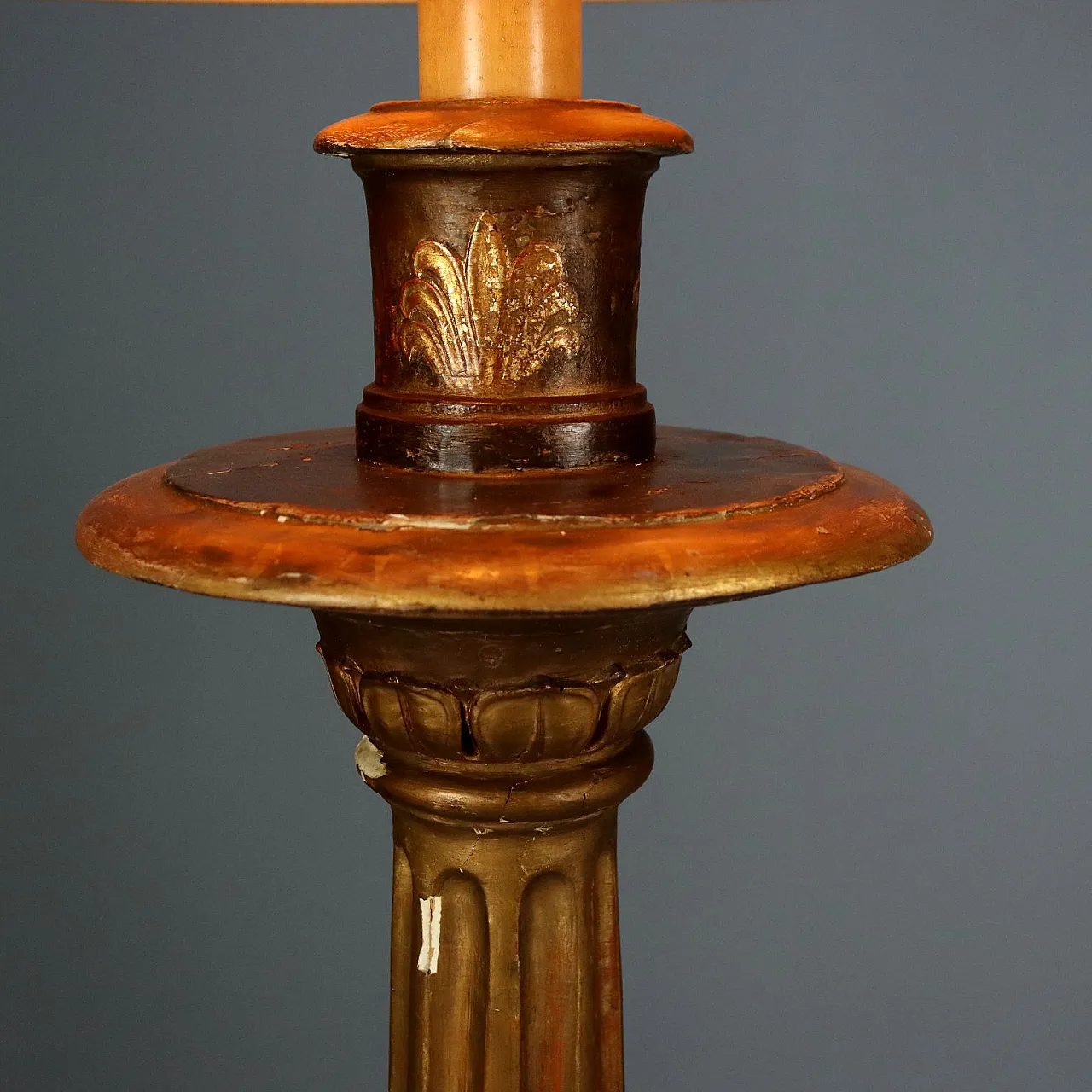 Gilded wood and fabric torch, 19th century 4