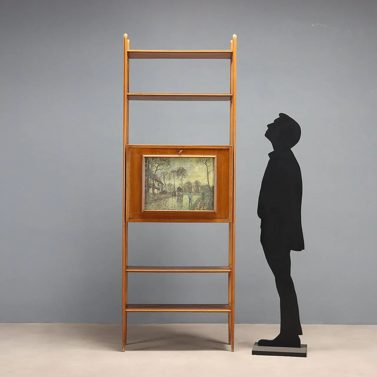 Wooden bookcase with flap, 1960s 3