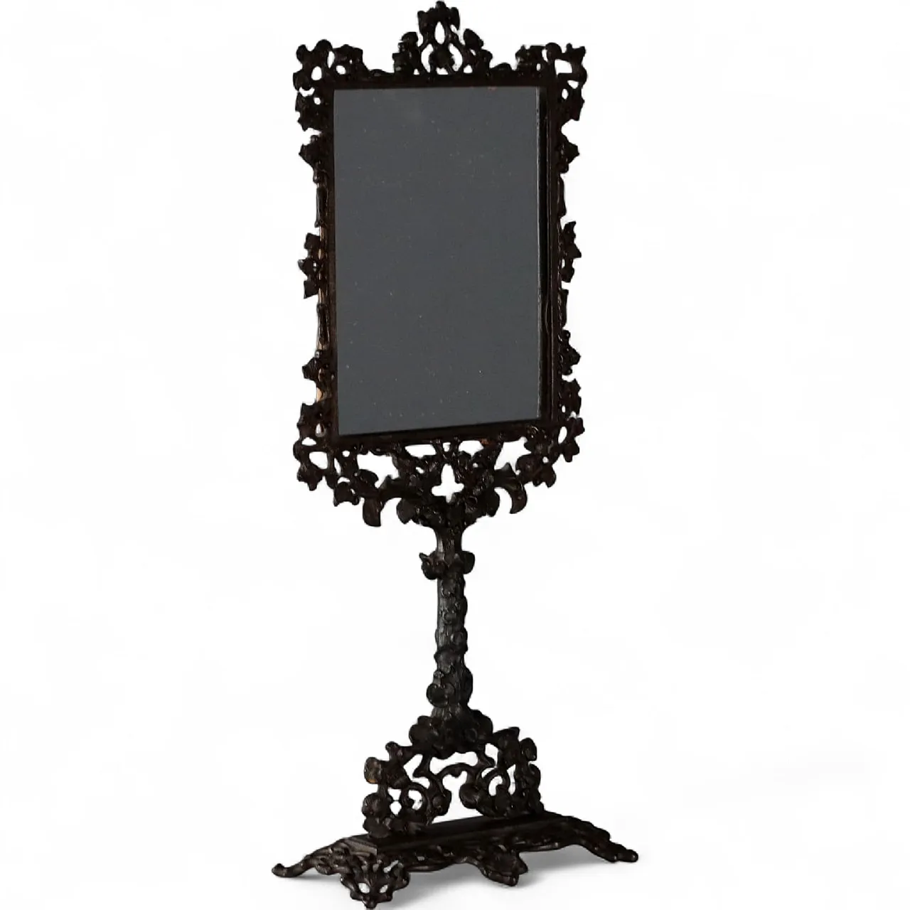 Specchio da tavolo in metallo patinato bronzo, '900 9