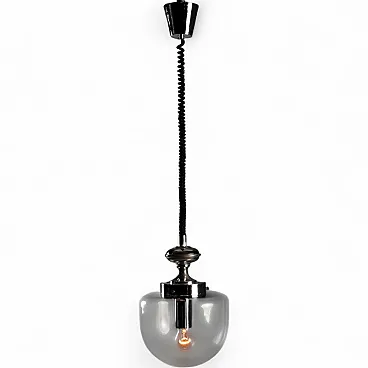 Lampada in metallo con diffusore in vetro, anni '70