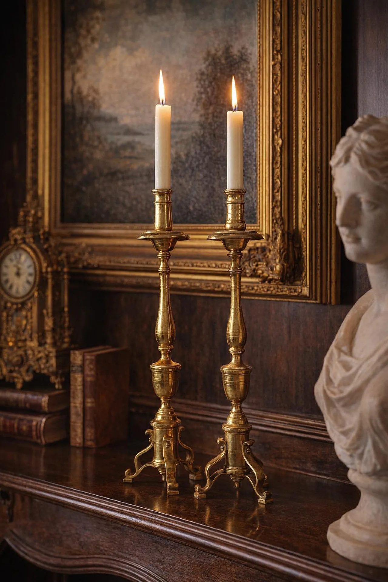 Pair of Baroque altar candlesticks, mid-20th century 2