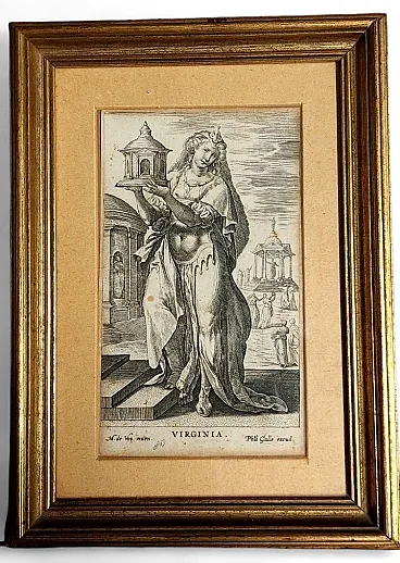 Virginia by Philip Galle, chisel engraving, 16th century