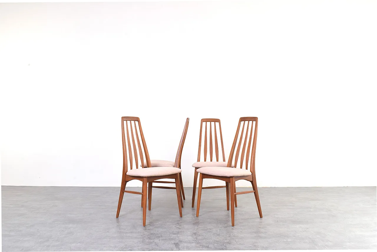 Sedie da pranzo Eva Mid-Century in teak e lana di Niels Koefoed per Koefoed 2