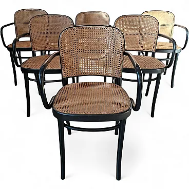 6 Thonet-style Prague Model 811 armchairs, 1990s