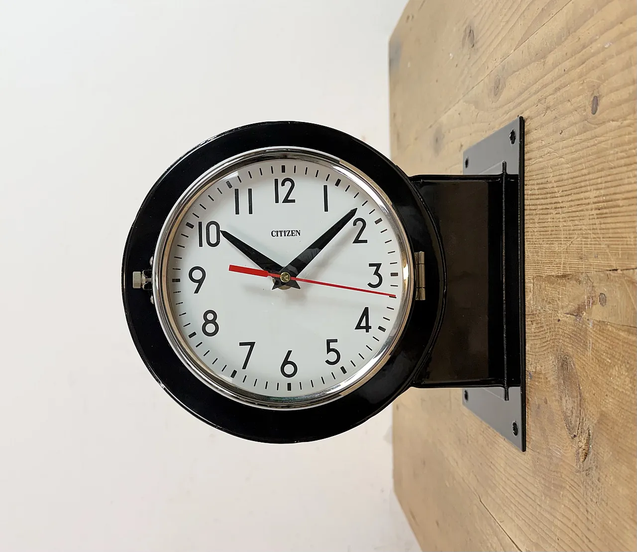 Vintage Black Citizen Double-Sided Ship Wall Clock, 1980s 2
